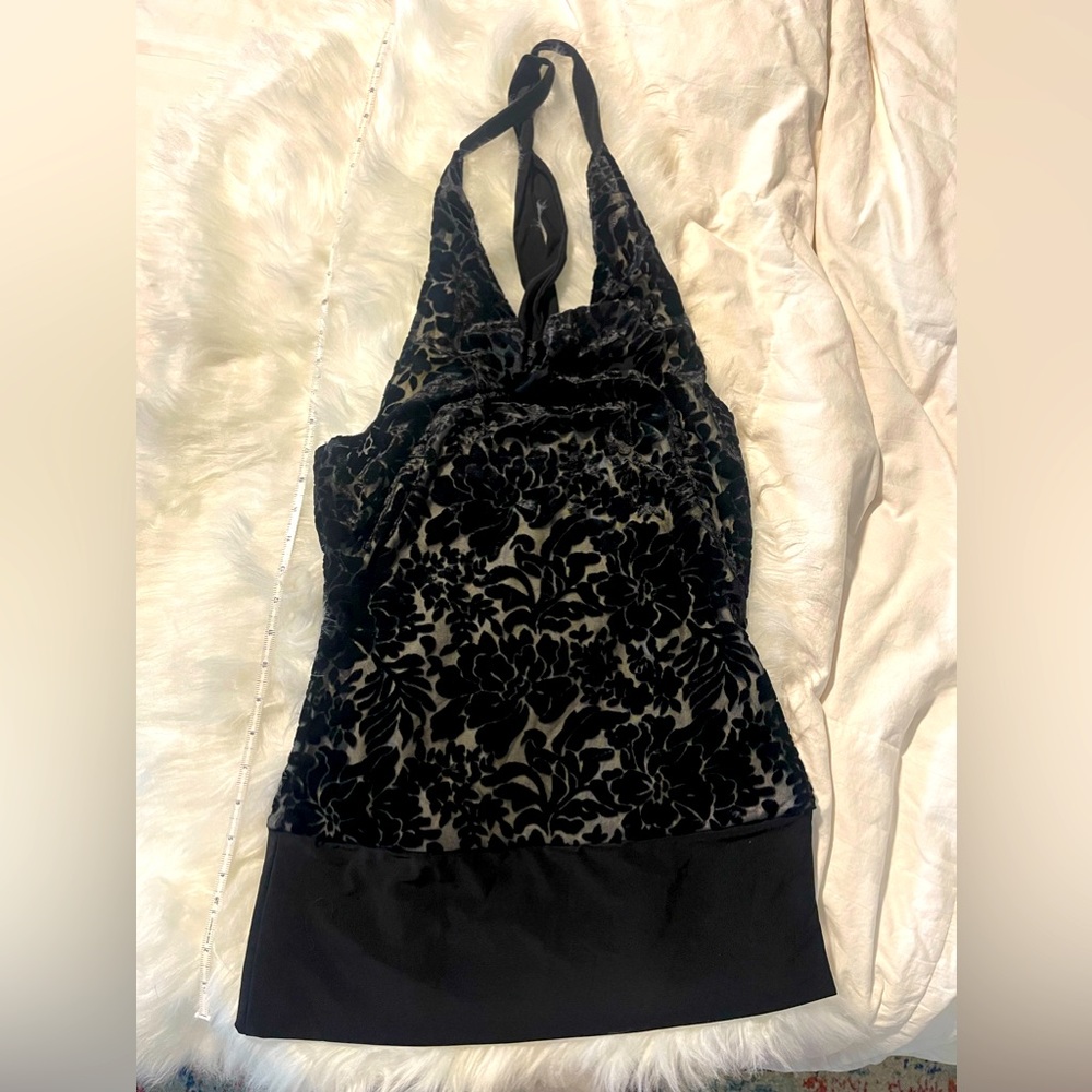 White House Black Market Velvet Cowl Neck Halter Top